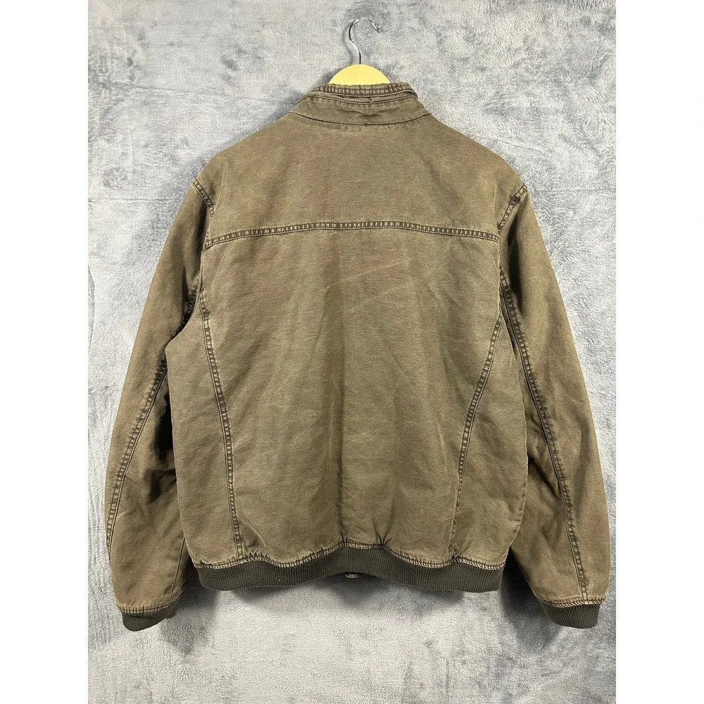 Levis Mens Military Field Jacket Olive Green Canvas Quilted Lined Size L